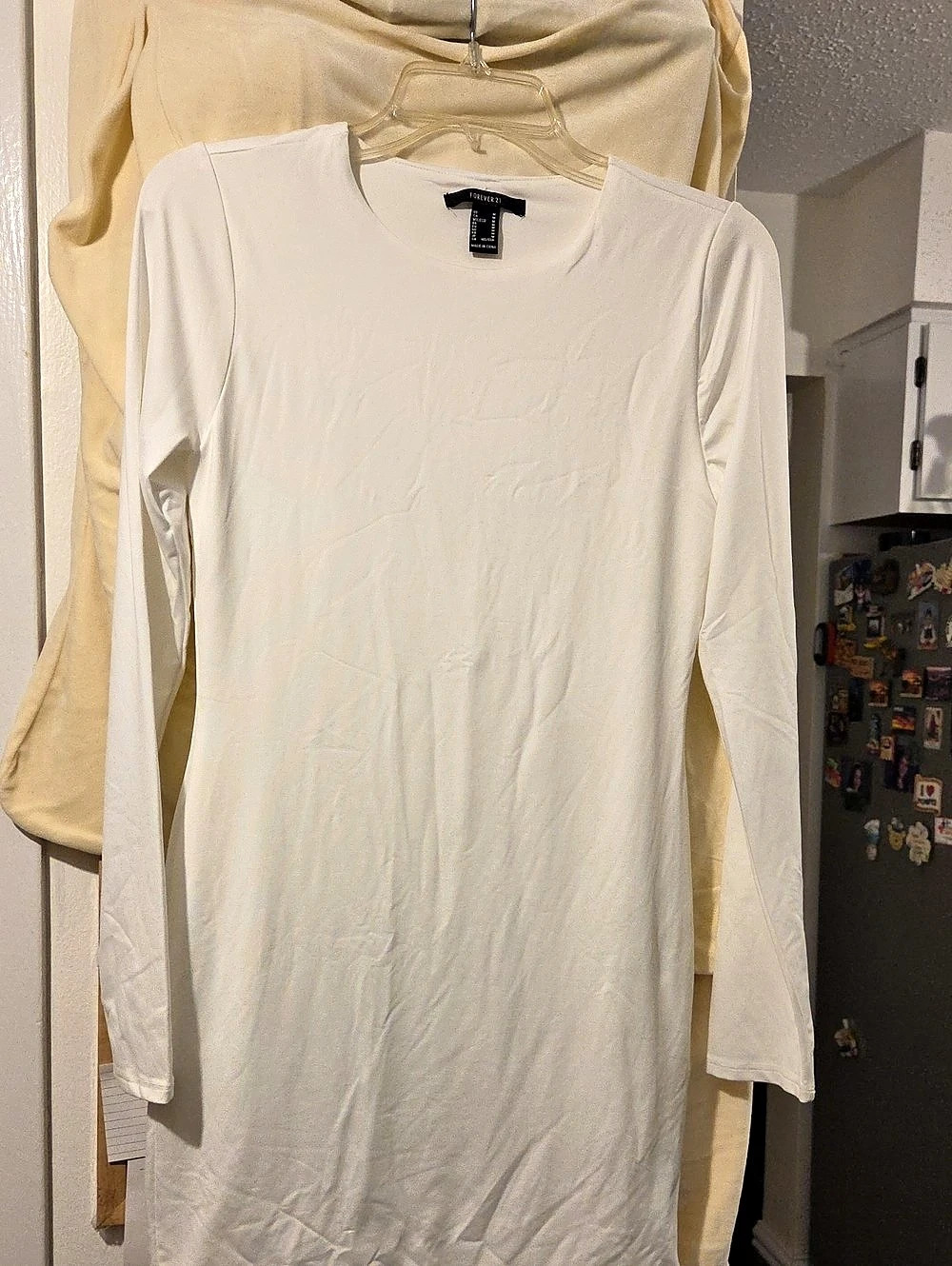 Forever 21 Long Sleeve Mini Dress in White Size Medium Like New